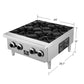 FORNO Commerciale 24" Gas Hot Plate, 4 Burners (100,000 BTU) with Cast Iron Grates and 430 Stainless Steel Body, FCMHP0079-24