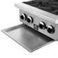 FORNO Commerciale 24" Gas Hot Plate, 4 Burners (100,000 BTU) with Cast Iron Grates and 430 Stainless Steel Body, FCMHP0079-24