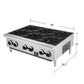 FORNO Commercial 36" Gas Hot Plate, 6 Burners (150,000 BTU) with Cast Iron Grates and 430 Stainless Steel Body, FCMHP0079-36