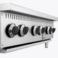 FORNO Commercial 36" Gas Hot Plate, 6 Burners (150,000 BTU) with Cast Iron Grates and 430 Stainless Steel Body, FCMHP0079-36