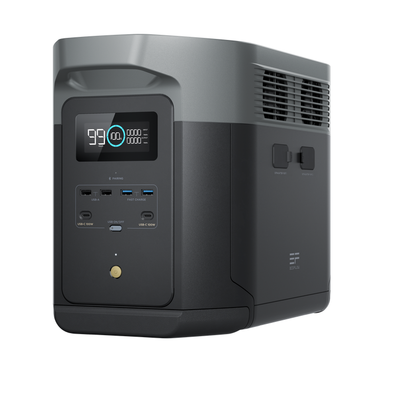 EcoFlow Package - WAVE 2 Portable Air Conditioner, DELTA 2 Max Portable Power Station (2048Wh) and Extra Battery Cable