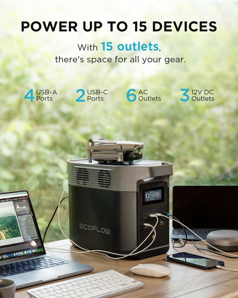 EcoFlow Package - WAVE 2 Portable Air Conditioner, DELTA 2 Portable Power Station (1024Wh) and Extra Battery Cable