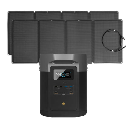 EcoFlow Package - DELTA Max 2000 Portable Power Station (2016Wh) and 2 x Portable Solar Panel (160W)