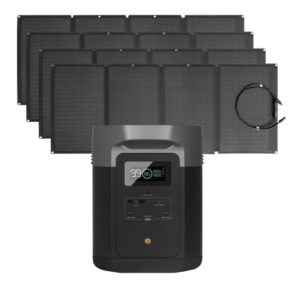 EcoFlow Package - DELTA Max 2000 Portable Power Station (2016Wh) and 4 x Portable Solar Panel (160W)