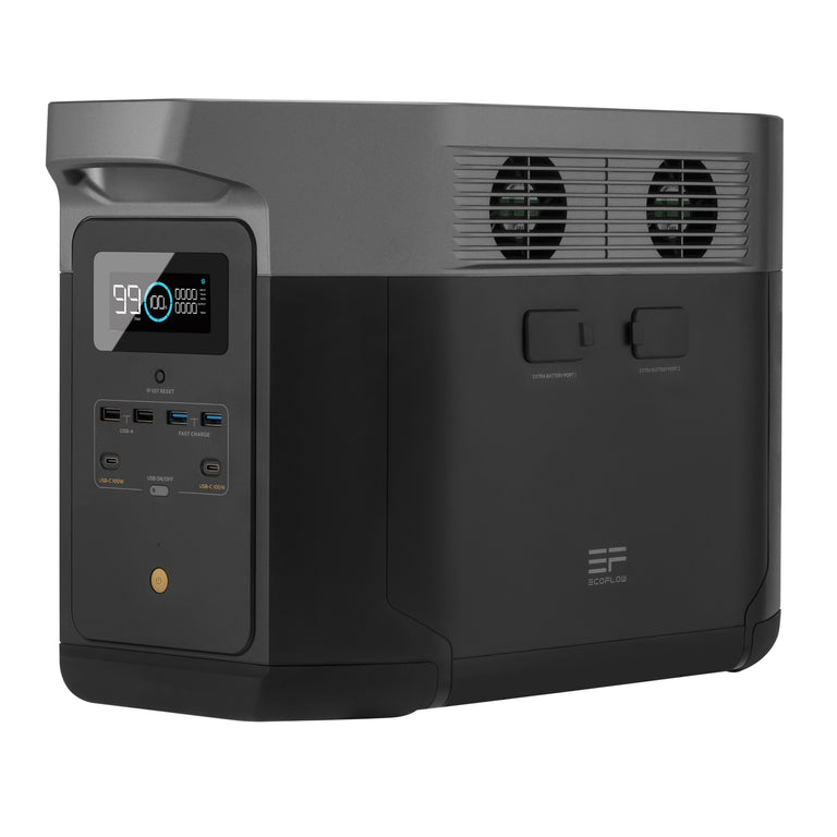 EcoFlow Package - WAVE 2 Portable Air Conditioner, DELTA Max 1600 Portable Power Station (1612Wh) and Extra Battery Cable