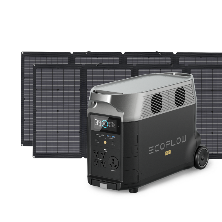 EcoFlow Package - DELTA Pro Portable Power Station (3600Wh) and 1 x Bifacial Portable Solar Panel (220W)