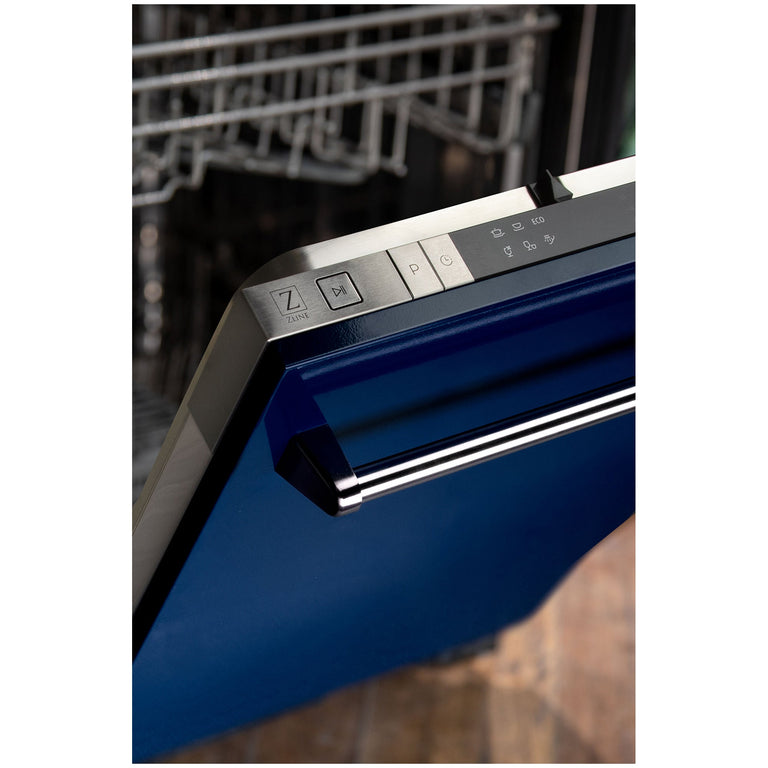 ZLINE 18 in. Top Control Dishwasher in Blue Gloss Stainless Steel, DW-BG-18