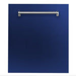 ZLINE Classic 24-Inch Top Control Built-In Dishwasher, Blue Gloss Panel, Traditional Handle, 52 dBA (DW-BG-24)