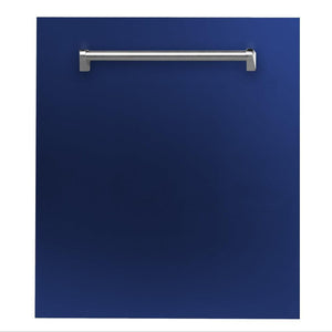 ZLINE Classic 24-Inch Top Control Built-In Dishwasher, Blue Gloss Panel, Traditional Handle, 52 dBA (DW-BG-24)