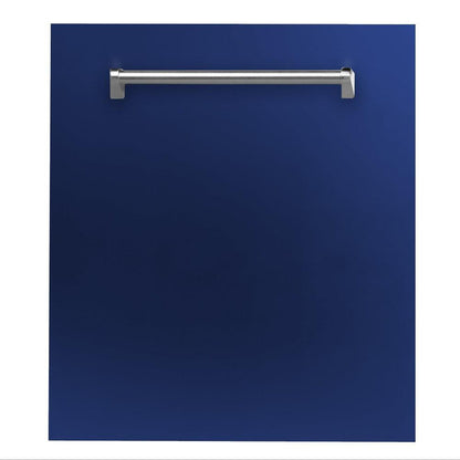 ZLINE Classic 24-Inch Top Control Built-In Dishwasher, Blue Gloss Panel, Traditional Handle, 52 dBA (DW-BG-24)