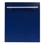 ZLINE Classic 24-Inch Top Control Built-In Dishwasher, Blue Gloss Panel, Modern Handle, 52 dBA (DW-BG-H-24)