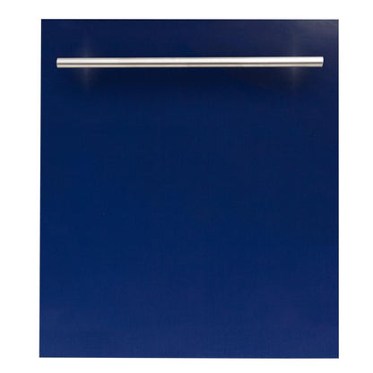 ZLINE Classic 24-Inch Top Control Built-In Dishwasher, Blue Gloss Panel, Modern Handle, 52 dBA (DW-BG-H-24)
