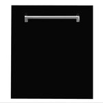 ZLINE Classic 24-Inch Top Control Built-In Dishwasher, Black Matte Panel, Traditional Handle, 52 dBA (DW-BLM-24)