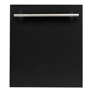 ZLINE Classic 24-Inch Top Control Built-In Dishwasher, Black Matte Panel, Modern Handle, 52 dBA (DW-BLM-H-24)