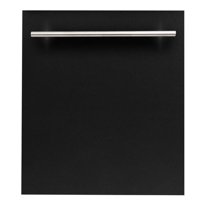 ZLINE Classic 24-Inch Top Control Built-In Dishwasher, Black Matte Panel, Modern Handle, 52 dBA (DW-BLM-H-24)