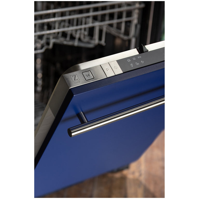 ZLINE 18 in. Top Control Dishwasher in Blue Matte with Stainless Steel Tub and Modern Handle, DW-BM-H-18