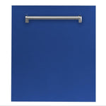 ZLINE Classic 24-Inch Top Control Built-In Dishwasher, Blue Matte Panel, Traditional Handle, 52 dBA (DW-BM-24)
