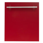 ZLINE Classic 24-Inch Top Control Built-In Dishwasher, Red Gloss Panel, Modern Handle, 52 dBA (DW-RG-H-24)
