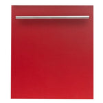 ZLINE Classic 24-Inch Top Control Built-In Dishwasher, Red Matte Panel, Modern Handle, 52 dBA (DW-RM-H-24)