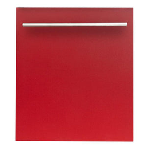 ZLINE Classic 24-Inch Top Control Built-In Dishwasher, Red Matte Panel, Modern Handle, 52 dBA (DW-RM-H-24)