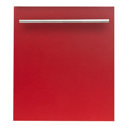 ZLINE Classic 24-Inch Top Control Built-In Dishwasher, Red Matte Panel, Modern Handle, 52 dBA (DW-RM-H-24)
