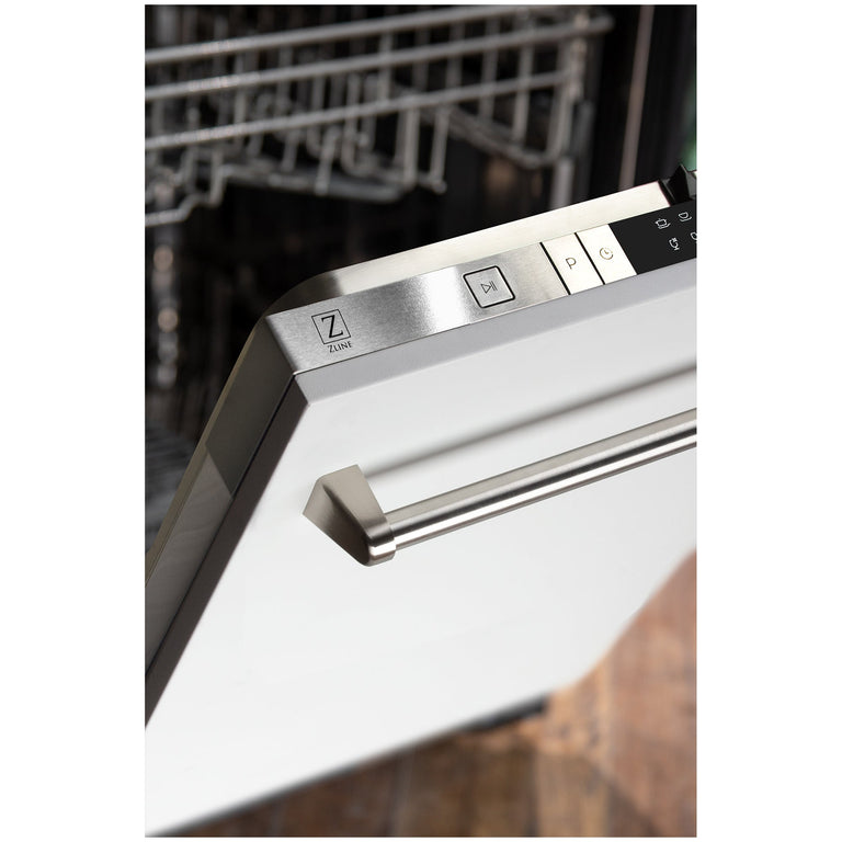ZLINE 24 in. Top Control Dishwasher in White Matte with Stainless Steel Tub, DW-WM-24
