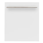 ZLINE Classic 24-Inch Top Control Built-In Dishwasher, White Matte Panel, Modern Handle, 52 dBA (DW-WM-H-24)