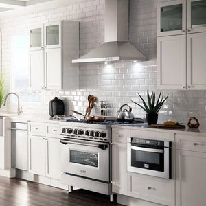 ZLINE Appliance Package - 36" Dual Fuel Range, Range Hood, Refrigerator, Microwave Drawer, Dishwasher and Wine Cooler, 6KPR-RARH36-MWDWV-RWV