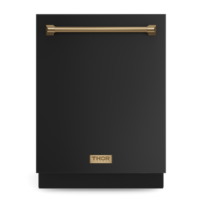 Gordon Ramsay by THOR Kitchen 24" Dishwasher in Matte Black with Bronze Accents, DW24X8BA00-BRZ
