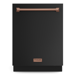 Gordon Ramsay by THOR Kitchen 24" Dishwasher in Matte Black with Rose Gold Accents, DW24X8BA00-RSG