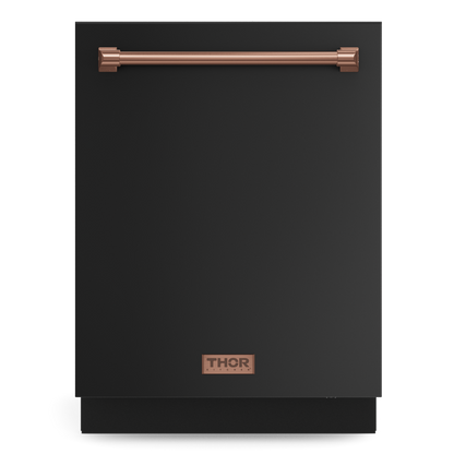 Gordon Ramsay by THOR Kitchen 24" Dishwasher in Matte Black with Rose Gold Accents, DW24X8BA00-RSG