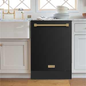 Gordon Ramsay by THOR Kitchen 24" Dishwasher in Matte Black with Bronze Accents, DW24X8BA00-BRZ