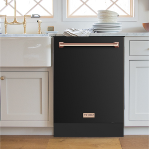 Gordon Ramsay by THOR Kitchen 24" Dishwasher in Matte Black with Rose Gold Accents, DW24X8BA00-RSG