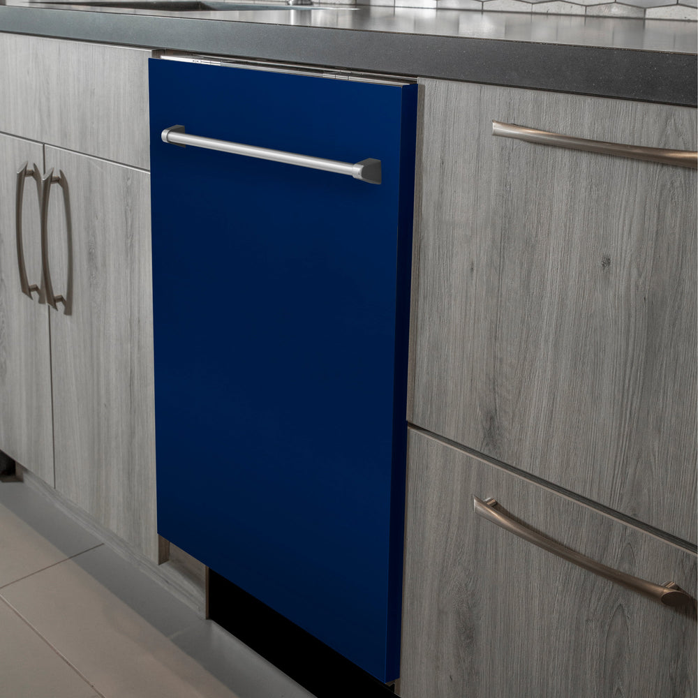 ZLINE 24 in. Top Control Dishwasher in Blue Gloss with Stainless Steel