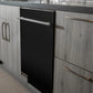 ZLINE Classic 24-Inch Top Control Built-In Dishwasher, Black Matte Panel, Modern Handle, 52 dBA, DW-BLM-H-24
