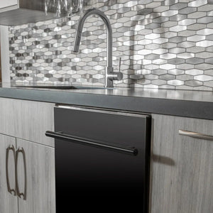 ZLINE Classic 24-Inch Top Control Built-In Dishwasher, Black Stainless Steel Panel, Modern Handle, 52 dBA, DW-BS-H-24
