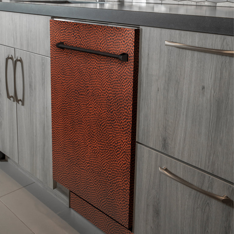 ZLINE 24 in. Top Control Dishwasher in Hand-Hammered Copper with Traditional Style Handle, DW-HH-H-24