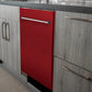 ZLINE Classic 24-Inch Top Control Built-In Dishwasher, Red Gloss Panel, Traditional Handle, 52 dBA, DW-RG-24