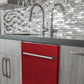 ZLINE Classic 24-Inch Top Control Built-In Dishwasher, Red Gloss Panel, Traditional Handle, 52 dBA, DW-RG-24