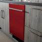 ZLINE Classic 24-Inch Top Control Built-In Dishwasher, Red Gloss Panel, Modern Handle, 52 dBA, DW-RG-H-24