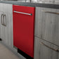 ZLINE Classic 24-Inch Top Control Built-In Dishwasher, Red Matte Panel, Traditional Handle, 52 dBA, DW-RM-24