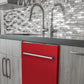 ZLINE Classic 24-Inch Top Control Built-In Dishwasher, Red Matte Panel, Traditional Handle, 52 dBA, DW-RM-24