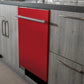 ZLINE Classic 24-Inch Top Control Built-In Dishwasher, Red Matte Panel, Modern Handle, 52 dBA, DW-RM-H-24