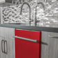 ZLINE Classic 24-Inch Top Control Built-In Dishwasher, Red Matte Panel, Modern Handle, 52 dBA, DW-RM-H-24
