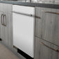 ZLINE Classic 24-Inch Top Control Built-In Dishwasher, White Matte Panel, Modern Handle, 52 dBA, DW-WM-H-24