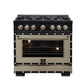 FORNO Ambassador Valente 36" 5.2 cu. ft. Dual Fuel Range, 6 Sealed Burners, Convection Oven in Black with Antique Brass Accents and Copper Rivet Trim, FFSGS6199-36CPBLK