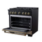 FORNO Ambassador Valente 36" 5.2 cu. ft. Dual Fuel Range, 6 Sealed Burners, Convection Oven in Black with Antique Brass Accents and Copper Rivet Trim, FFSGS6199-36CPBLK