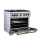 FORNO Ambassador 36" Dual Fuel Range in White with Antique Brass Accents and Copper Rivet Trim, FFSGS6199-36CPWHT
