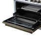 FORNO Ambassador 36" Dual Fuel Range in White with Antique Brass Accents and Copper Rivet Trim, FFSGS6199-36CPWHT