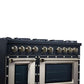FORNO Ambassador Valente 48" 6.7 cu. ft. Dual Fuel Range, 8 Sealed Burners, Convection Oven in Black with Antique Brass Accents and Copper Rivet Trim, FFSGS6199-48CPBLK